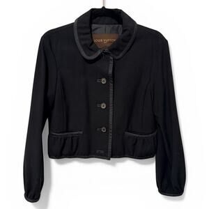 Louis Vuitton Black Wool Cropped Jacket Blazer 38